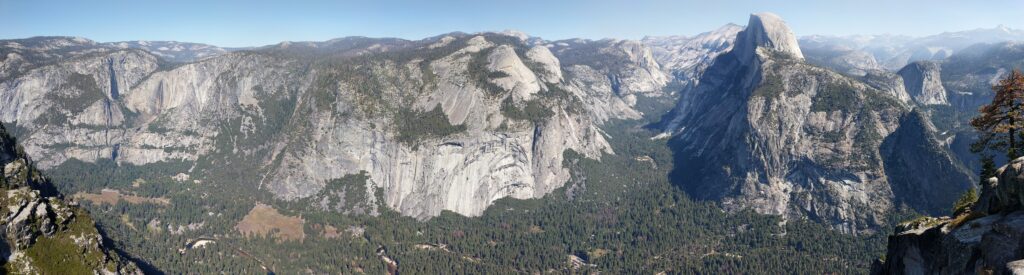 A panorama view of Glacier Point in Yosemite National Park